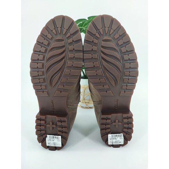Clarks Women's Dark Taupe Suede Aspra Walk Waterproof Booties Size 9.5W US - Picture 7 of 9